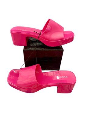 Forever 21 Pink Barbie Y2K Retro Glam Jelly Block Heels Slide Sandals Womens 8